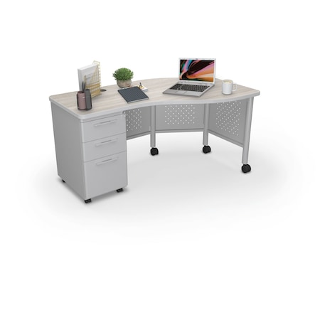 Mooreco Instructor Desk Left 29.8"H x 60"W x 36.3"D Grey Elm 91786-8201-PL